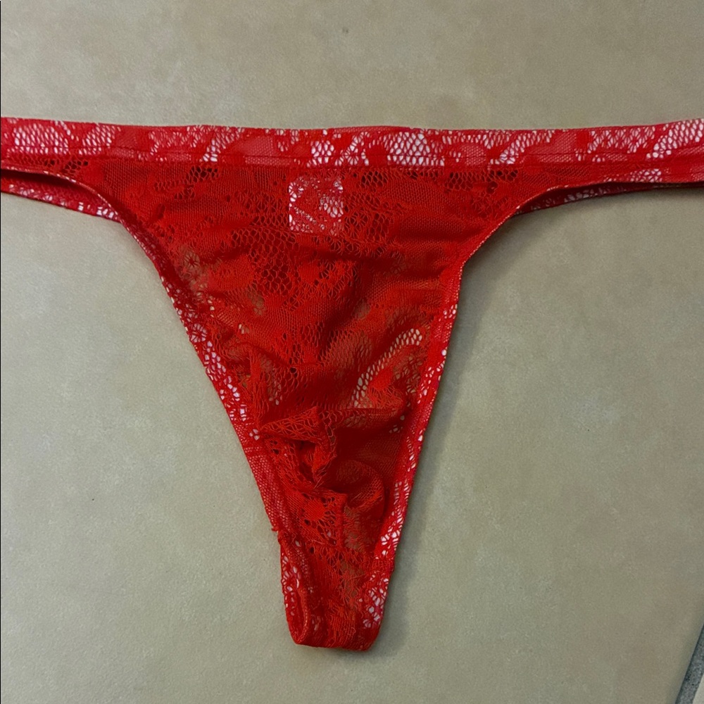 Mens see through Red Thong L